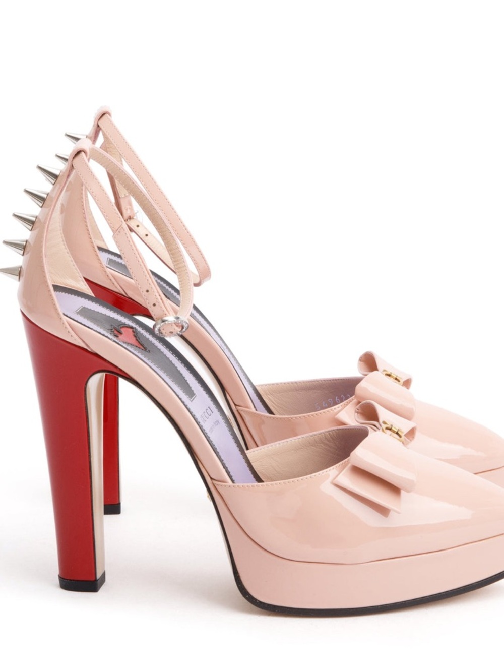 Gucci Pink Patent Leather GG Crystal Slingback Pumps Sadie Spiked Shoes Heels 40